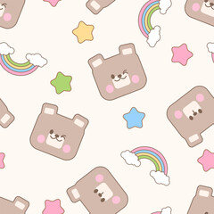 seamless pattern with teddy bears cute cartoon fabric design