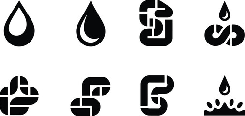 Collection of Water Drop and Pipe