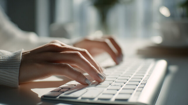 Hands typing on a computer keyboard