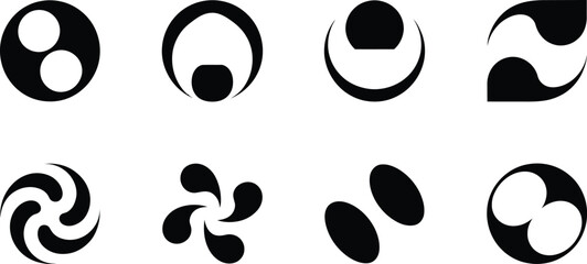 Collection of Abstract Black and White Geometric and Organic Symbols