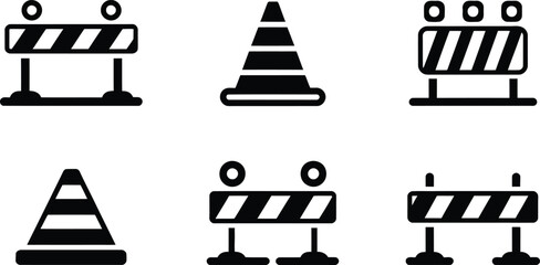 Collection of Construction Barricades and Traffic Cones