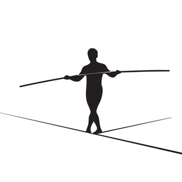 a_man_walking_on_a_tight_line_traced