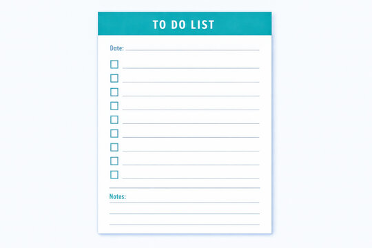 minimalist blue to-do list illustration with clean lines, soft white background, and structured checklist layout. Calm/organized visual concept ideal for productivity apps, planners, task management - Powered by Adobe