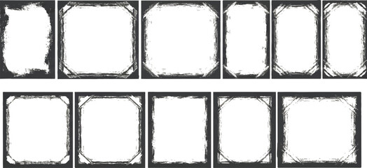 Vintage Ice Cubes Grunge Font Alphabet Vector Set With Decorative Frame Borders