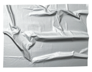 A crinkled sheet of metallic, adhesive material, attached to a surface