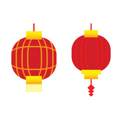Illustration of lanterns, traditional Chinese ornaments, icons, symbols, Chinese New Year decorations.