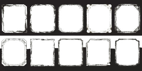 Fototapeta premium Retro Grunge Ice Cubes Alphabet Font Collection With Square Border Frames and Blank Label Icons Vector
