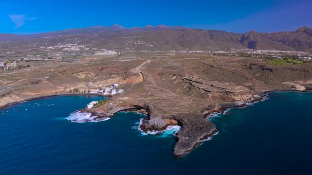 Scenic aerial of El Puertito de Adeje, Tenerife, serene coastline view
