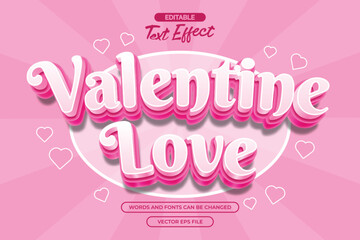 Valentine love editable  text effect with pink cartoon text style and with pink comic background