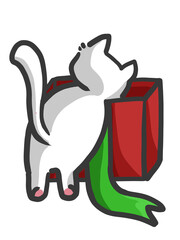 Cute Christmas Cat and Bear and Rabbit Illustration Set with Holiday Activities