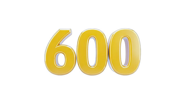 Golden 3D Number 600 on White Background
