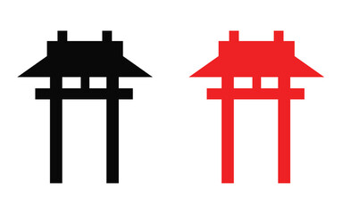 Vector illustration of a historic temple with traditional Chinese architecture.