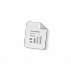 White 3D document icon with bar graph, business report symbol, data analysis, corporate, finance, statistics