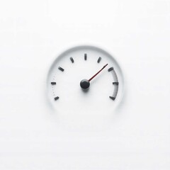 Close-up of a simple analog clock with red second hand on white background, time concept