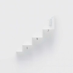Minimalist White Staircase with Numbers, Modern Architecture Design Element