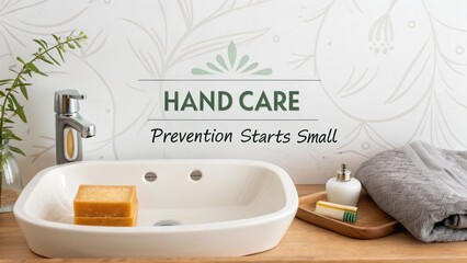 Minimalistic bathroom sink setup with hand care essentials for daily hygiene.