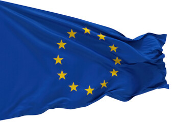 Waving European Union flag PNG isolated on transparent background, symbol of Europe and the EU for political and cultural designs