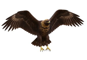 Obraz premium Majestic golden eagle PNG isolated on transparent background, powerful bird of prey with outstretched wings for wildlife and nature designs