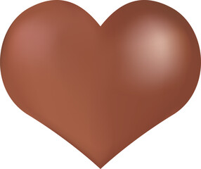 3D illustration of a glossy milk chocolate heart isolated on white background, perfect for Valentine's Day or sweet gift concepts