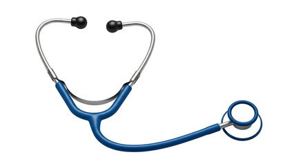 Blue stethoscope with silver metal parts isolated on a transparent background medical doctor