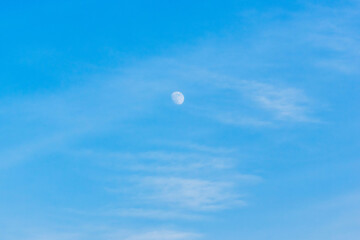 初冬の霞んだ空に白い月0 1