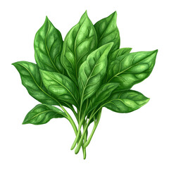 A cluster of fresh spinach leaves with rich green color and detailed texture.