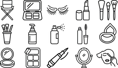 Collection of makeup and beauty product icons