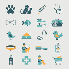 Vibrant veterinary icons symbolizing pet care, medical services, and animal well-being for professional design projects