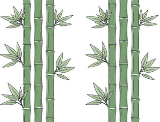 Naklejka premium Bamboo plant illustration pattern with green stems and leaves, natural botanical design for eco, zen and tropical backgrounds