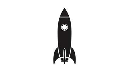 Simple black and white illustration of a classic rocket ship design © MdBakerHossen