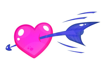 Game icon of a heart with an arrow in cartoon style. Perfect for Valentine's Day events, rewards, and achievement systems. Suitable for seasonal interface updates for mobile games, casual games,