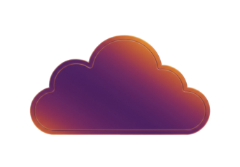 Gradient cloud PNG isolated on transparent background, purple and orange weather icon for graphic design and digital art projects
