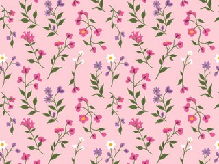 Delicate floral pattern on soft pink background