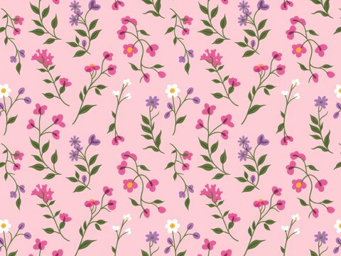 Delicate floral pattern on soft pink background
