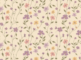 Fototapeta premium Delicate floral pattern with pastel blooms