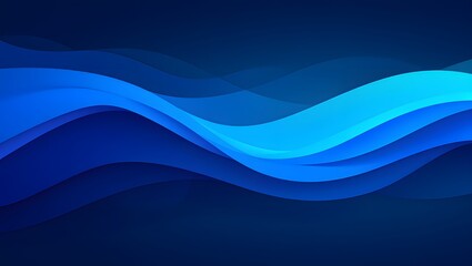 Dynamic Abstract Blue Waves Background with Flowing Gradient Lines and Modern Shapes