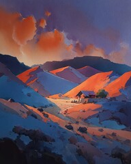 Colorful Mountain Landscape At Sunset