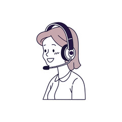 Headset line icon representing customer support, call center, and online service assistance