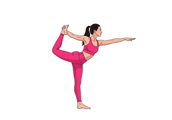 Obraz premium Woman performing a yoga pose, dancer pose or natarajasana