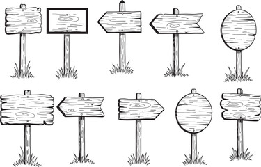 Rustic Wooden Signposts and Blank Boards for Custom Messaging and Directional Information Display