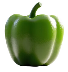 A fresh, shiny green bell pepper with vibrant texture and color.