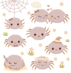 Adorable Cartoon Spider Characters Collection