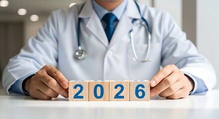 Doctor Holding 2026 Blocks Healthcare Future Planning