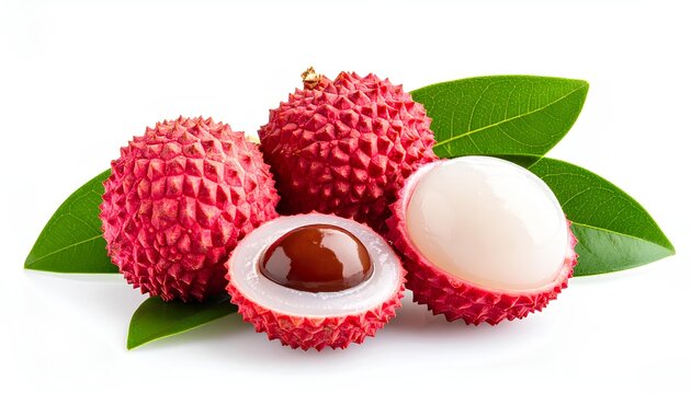Close-up view of peeled lychee fruits revealing juicy white flesh, perfect for concepts of freshness, sweetness, and tropical nutrition.
