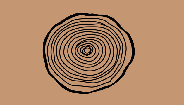Abstract illustration of tree rings showing the growth pattern of a wooden log slice.