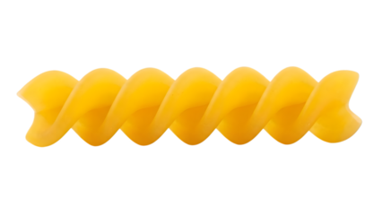 Fusilli pasta isolated on a transparent background yellow twisted spiral