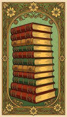 Vintage Old Books Illustration Wallpaper