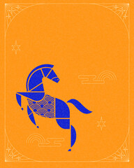 Chinese New Year horse geometric poster design vector