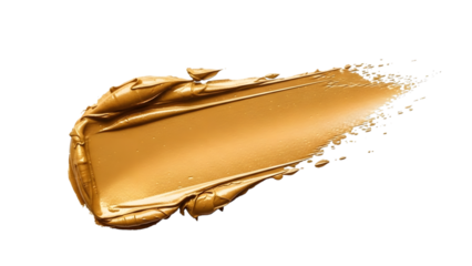 Golden cream swirl texture with smooth and uneven edges isolated on a transparent background