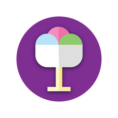 Flat icon of Ice cream sundae in a bowl, dessert symbol, vector illustration